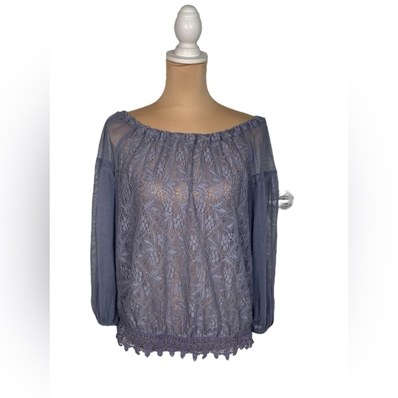 Free People Lace Top in Periwinkle Small - Picture 12 of 12